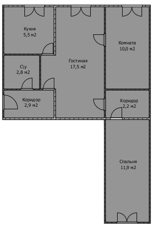 3-комнатная 54.1 м2 в ЖК undefined корпус null этаж 1