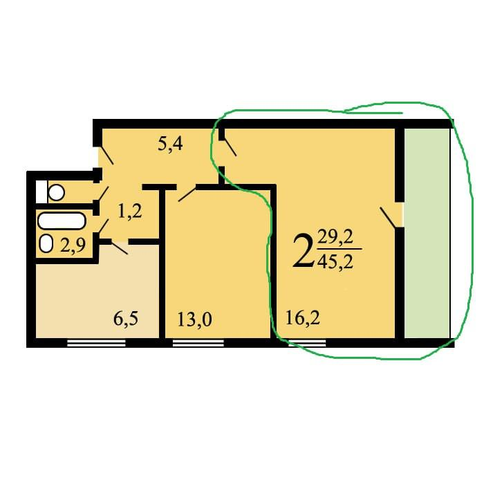 2-комнатная 21 м2 в ЖК undefined корпус null этаж 1