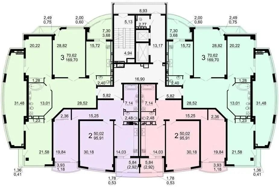 2-комнатная 92.5 м2 в ЖК undefined корпус null этаж 12
