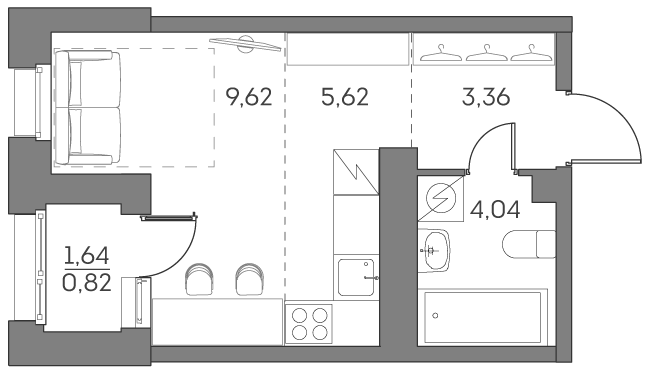 Студия 23 м2 в ЖК Аквилон Beside 2.0 корпус null этаж 14