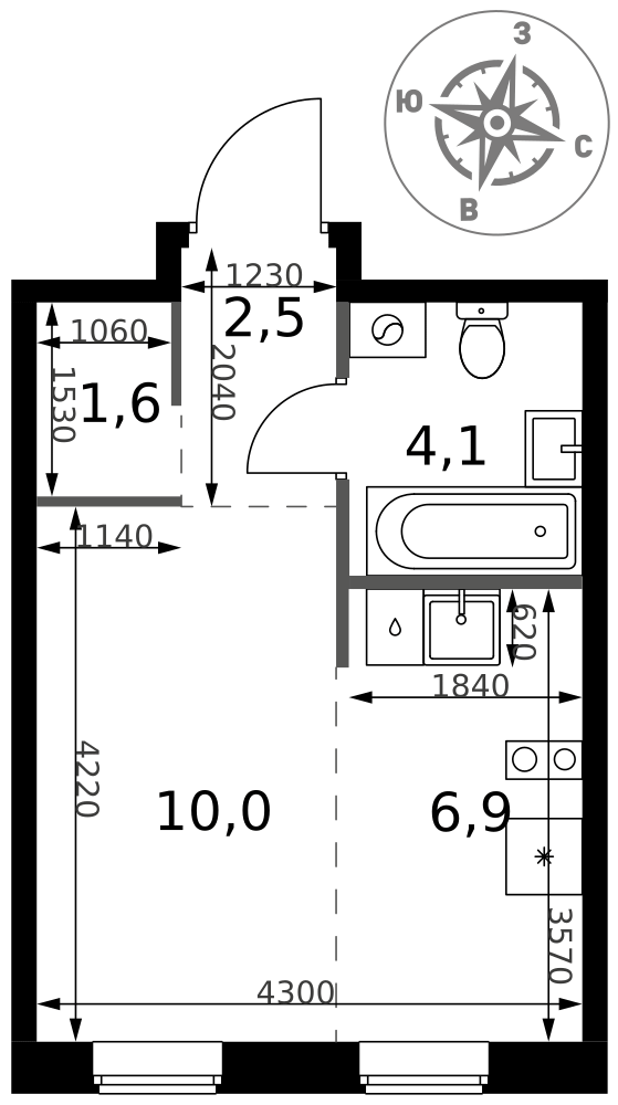 Студия 25 м2 в ЖК 1-й Ясеневский корпус null этаж 2