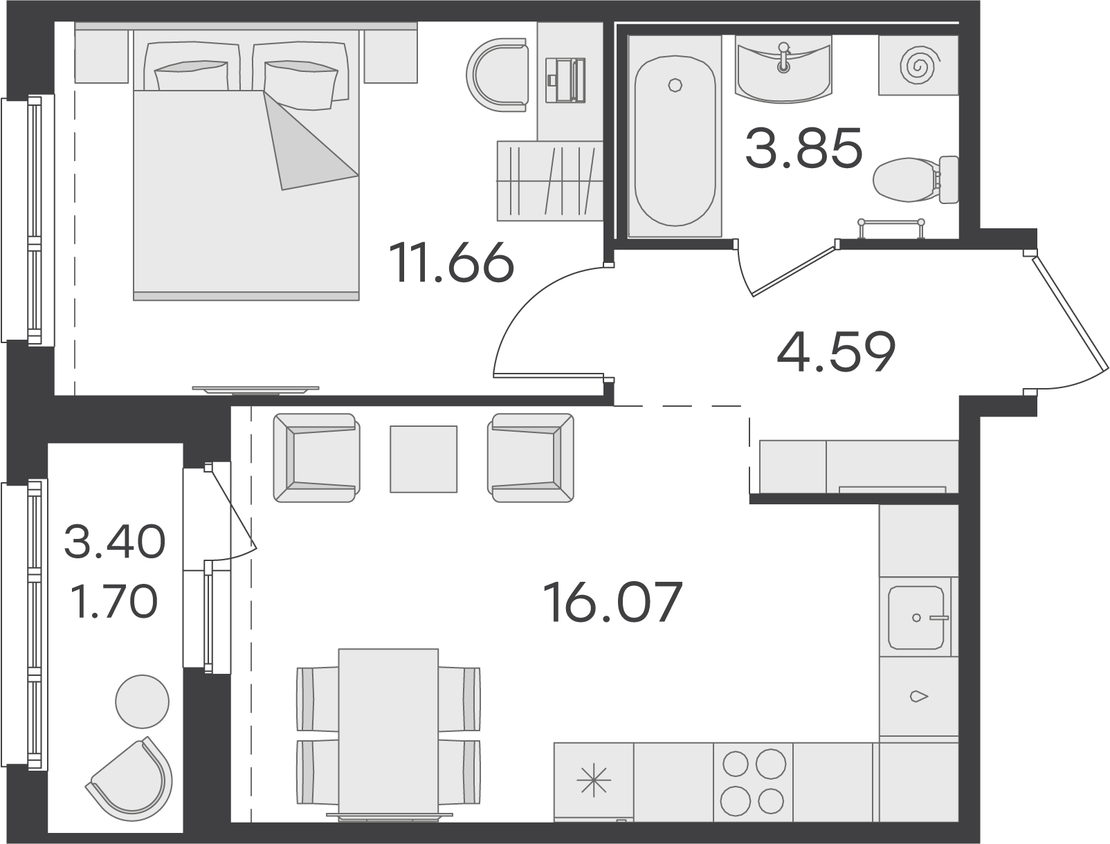 1-комнатная 37 м2 в ЖК Парголово корпус null этаж 14
