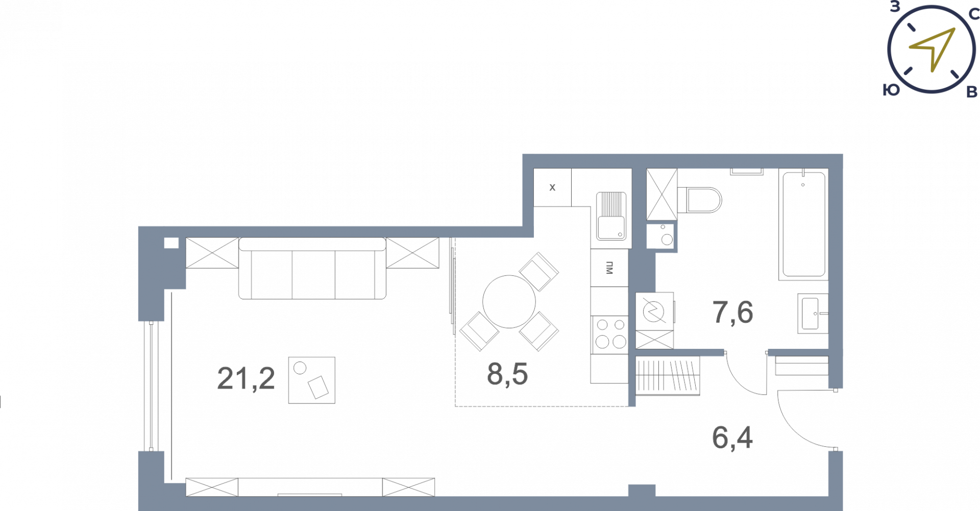 1-комнатная 52.7 м2 в ЖК undefined корпус null этаж 1
