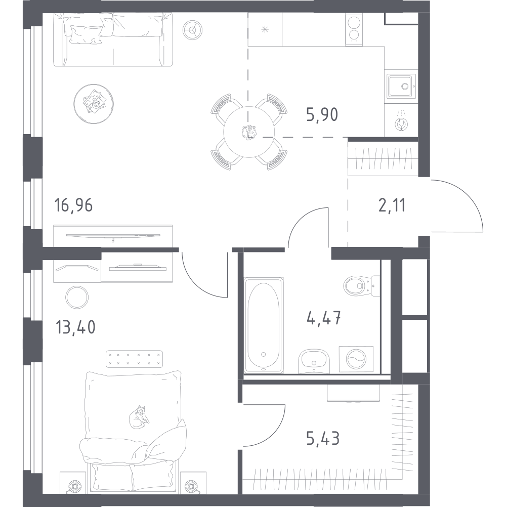 Студия 48 м2 в ЖК Донские Легенды корпус null этаж 3