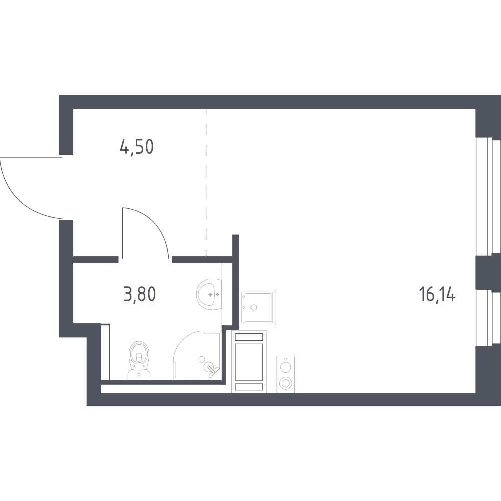 Студия 24 м2 в ЖК Квартал Торики корпус null этаж 7