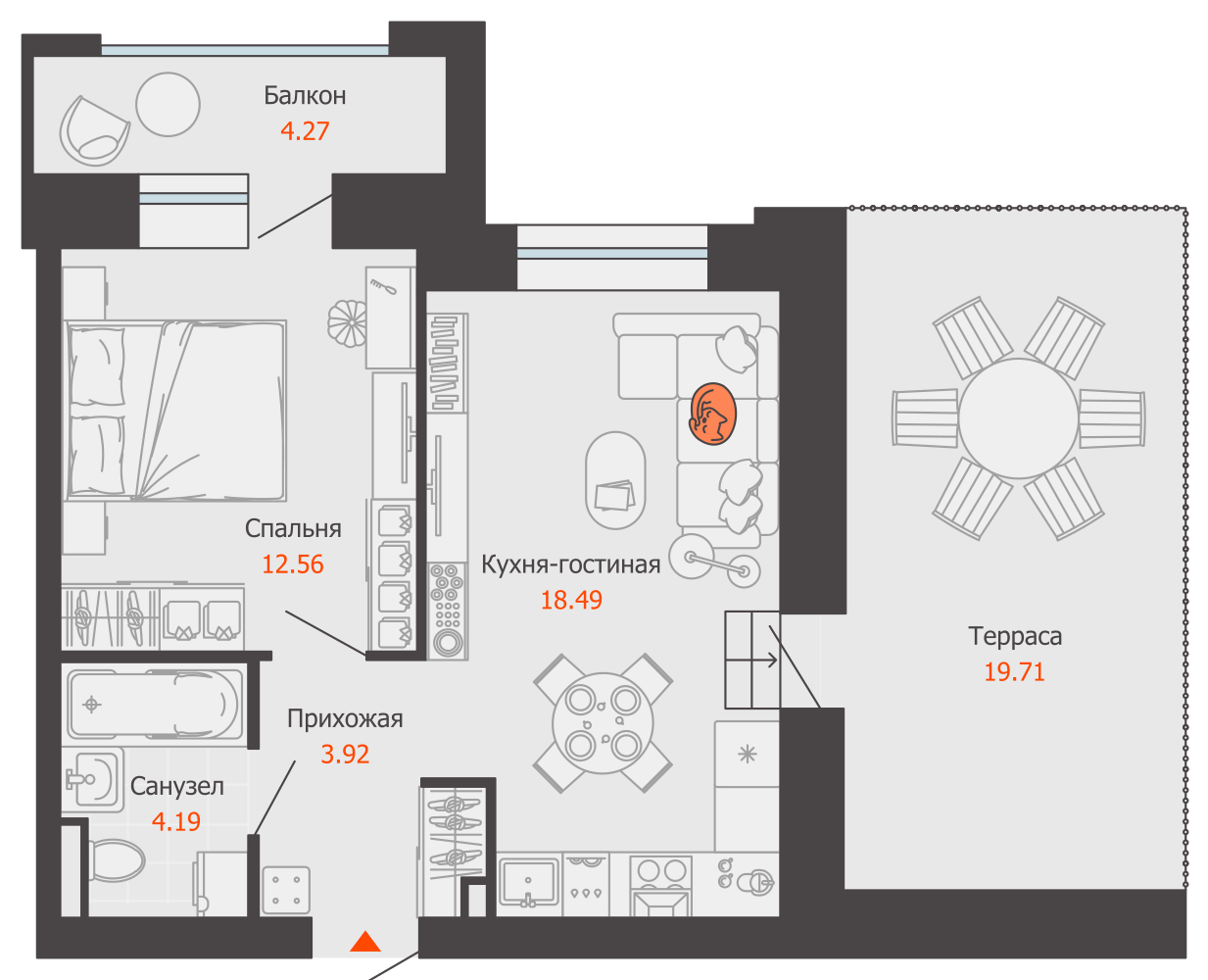2-комнатная 46 м2 в ЖК Лес корпус null этаж 6