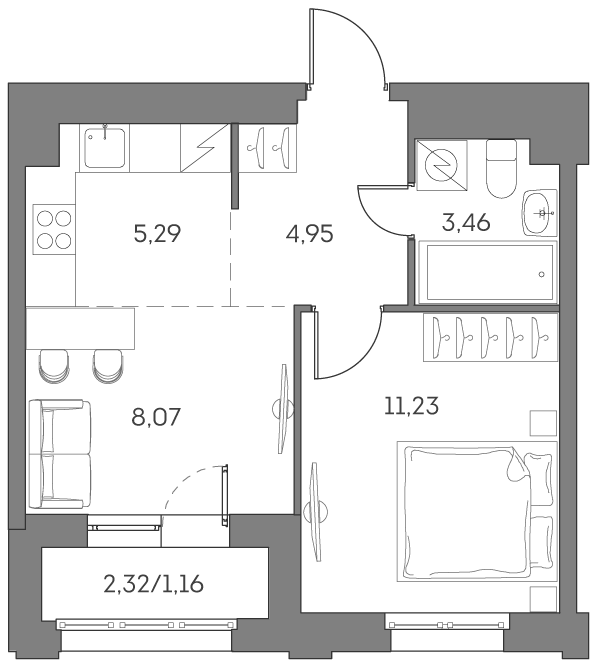 Студия 34 м2 в ЖК Аквилон Бисайд 2.0 корпус null этаж 9