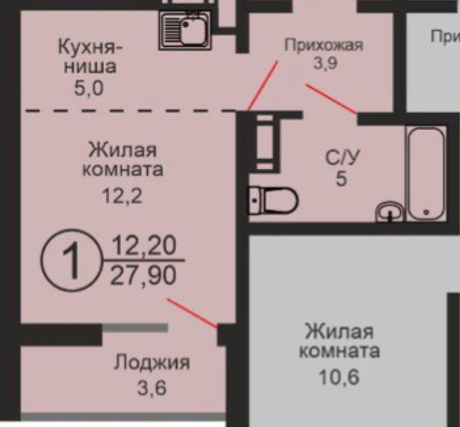 Студия 27.9 м2 в ЖК undefined корпус null этаж 7