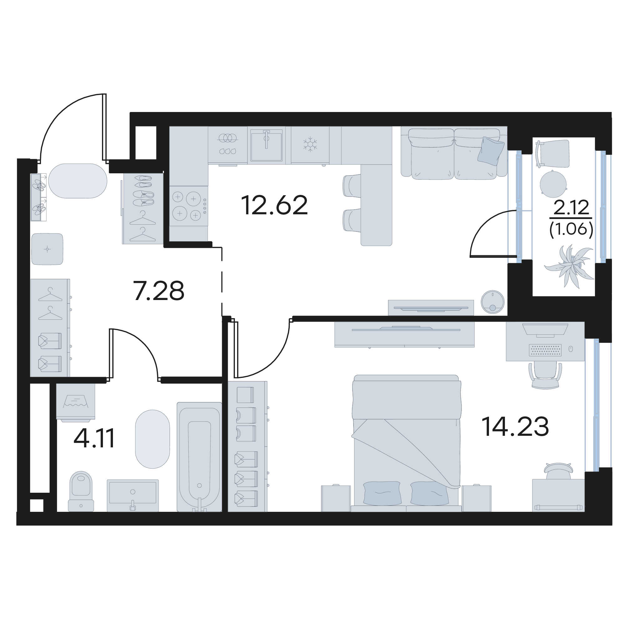 1-комнатная 39 м2 в ЖК Октябрьский корпус null этаж 9