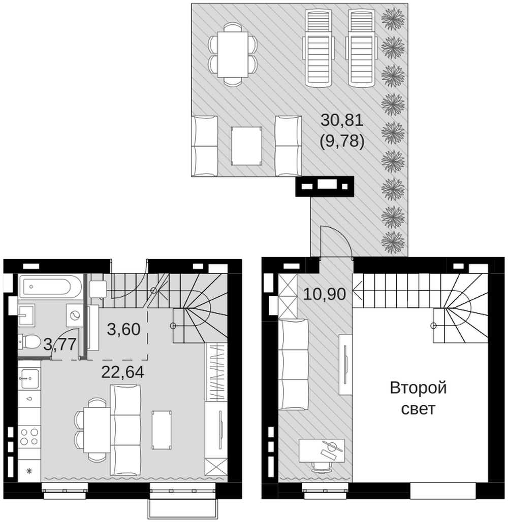 2-комнатная 50 м2 в ЖК Жаворонки Клаб корпус null этаж 4