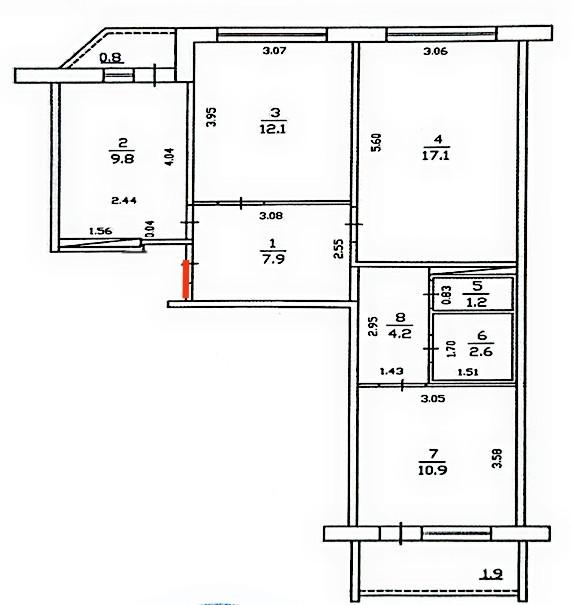 3-комнатная 65.8 м2 в ЖК undefined корпус null этаж 6