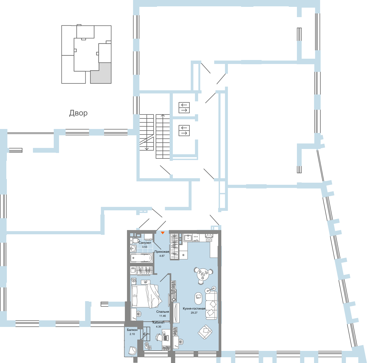 2-комнатная 54 м2 в ЖК Камаполис корпус null этаж 6