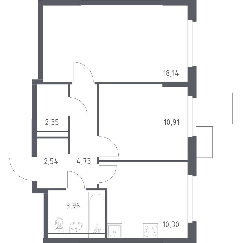 2-комнатная 52 м2 в ЖК Мытищи Парк корпус null этаж 14