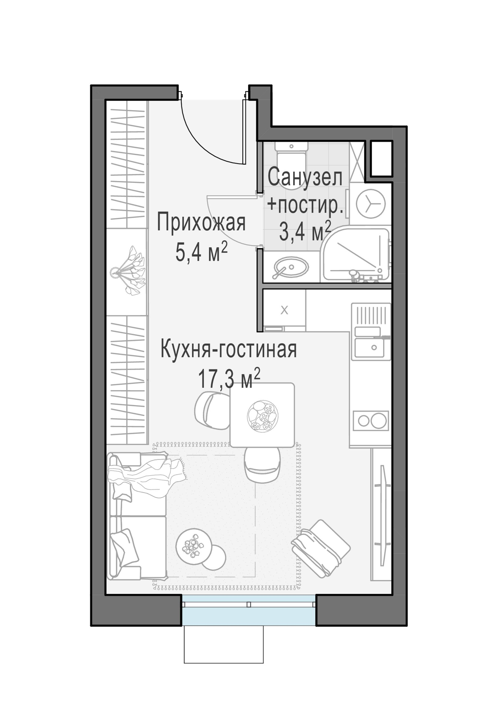 Студия 26 м2 в ЖК Миловидное корпус null этаж 16