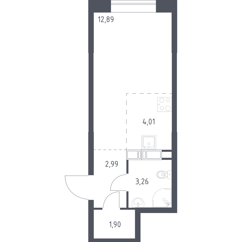 Студия 25 м2 в ЖК Цветочные поляны корпус null этаж 6