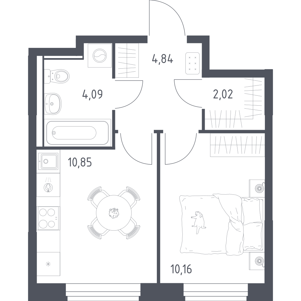 1-комнатная 31 м2 в ЖК Квартал Ивакино корпус null этаж 15