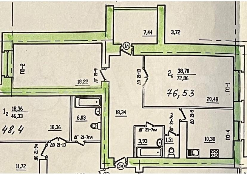 2-комнатная 73.2 м2 в ЖК undefined корпус null этаж 9