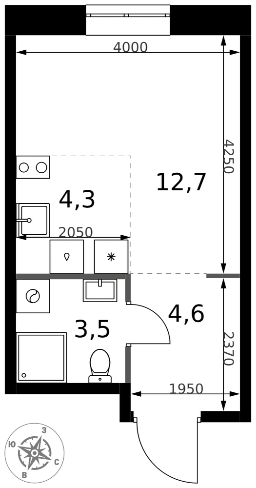 Студия 25 м2 в ЖК 1-й Измайловский корпус null этаж 13