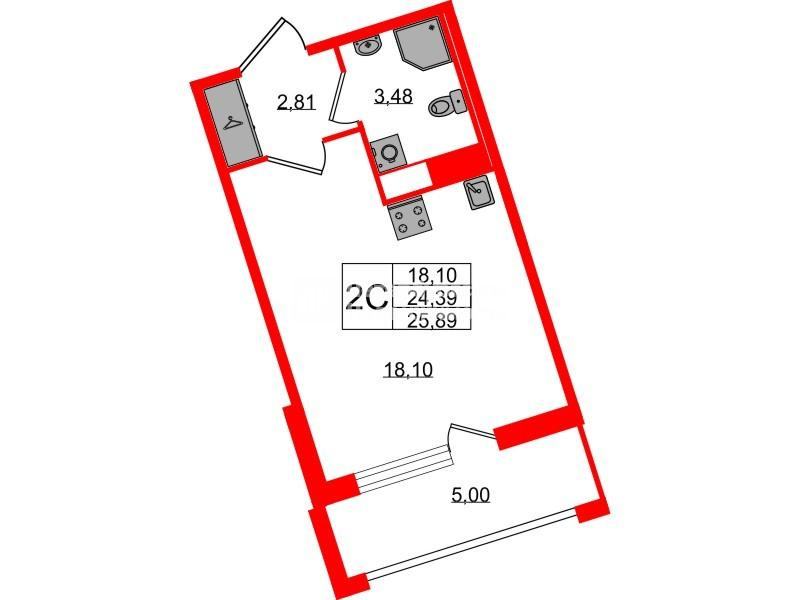 Студия 24 м2 в ЖК Астра Континенталь корпус null этаж 8
