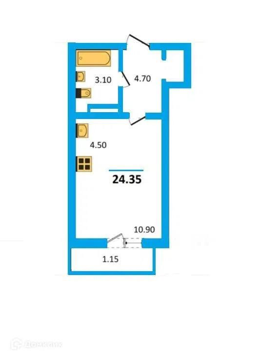 Студия 23.4 м2 в ЖК undefined корпус null этаж 3