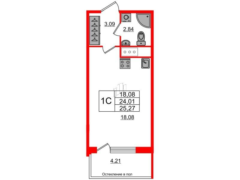 Студия 24 м2 в ЖК Сенат корпус null этаж 2