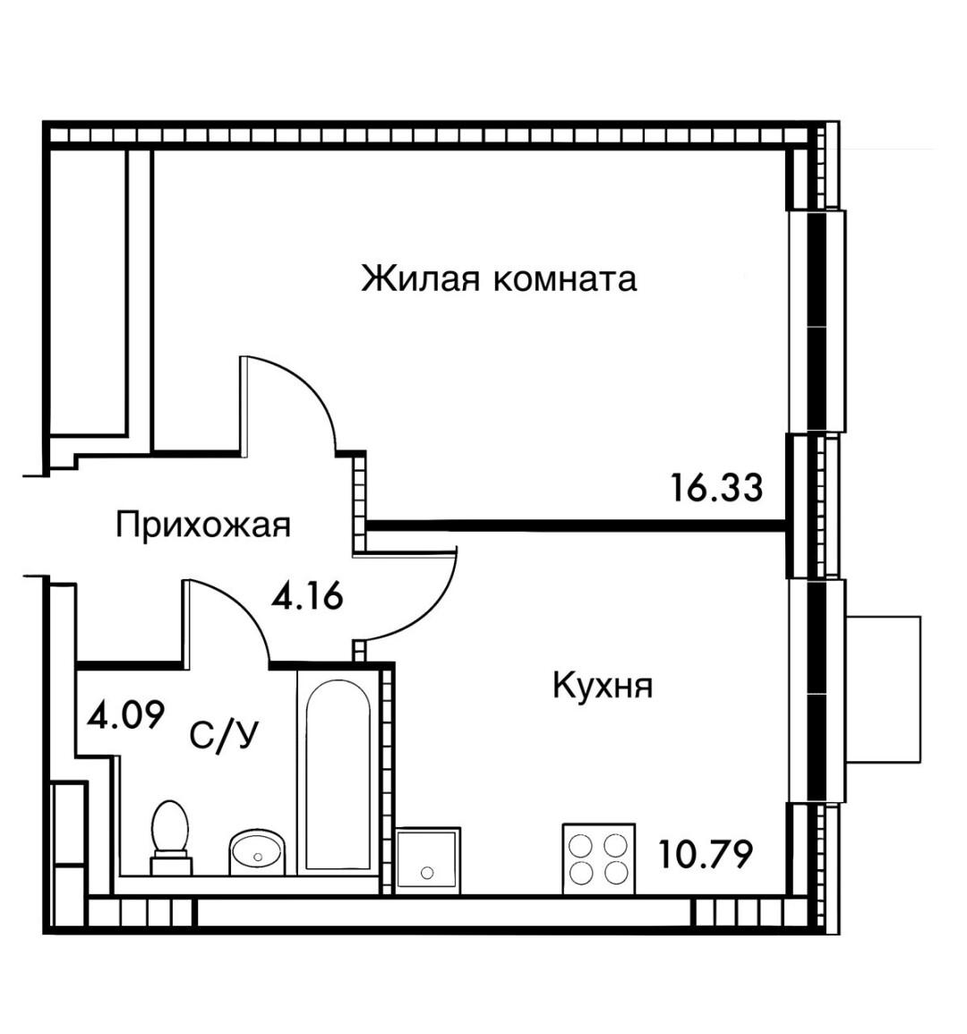 1-комнатная 35.4 м2 в ЖК undefined корпус null этаж 11