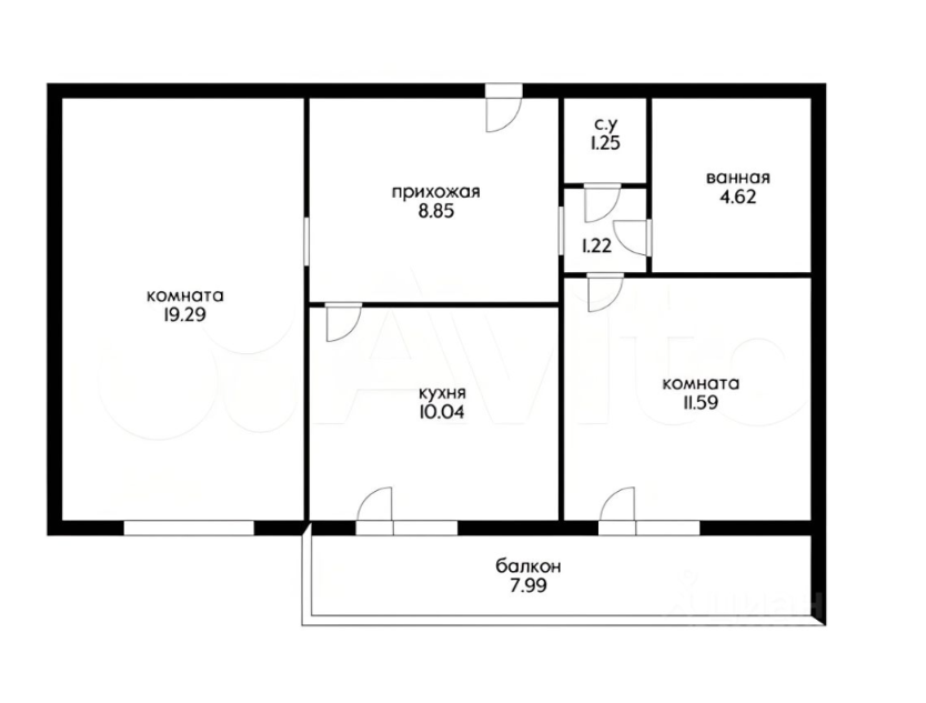 2-комнатная 56.9 м2 в ЖК undefined корпус null этаж 10