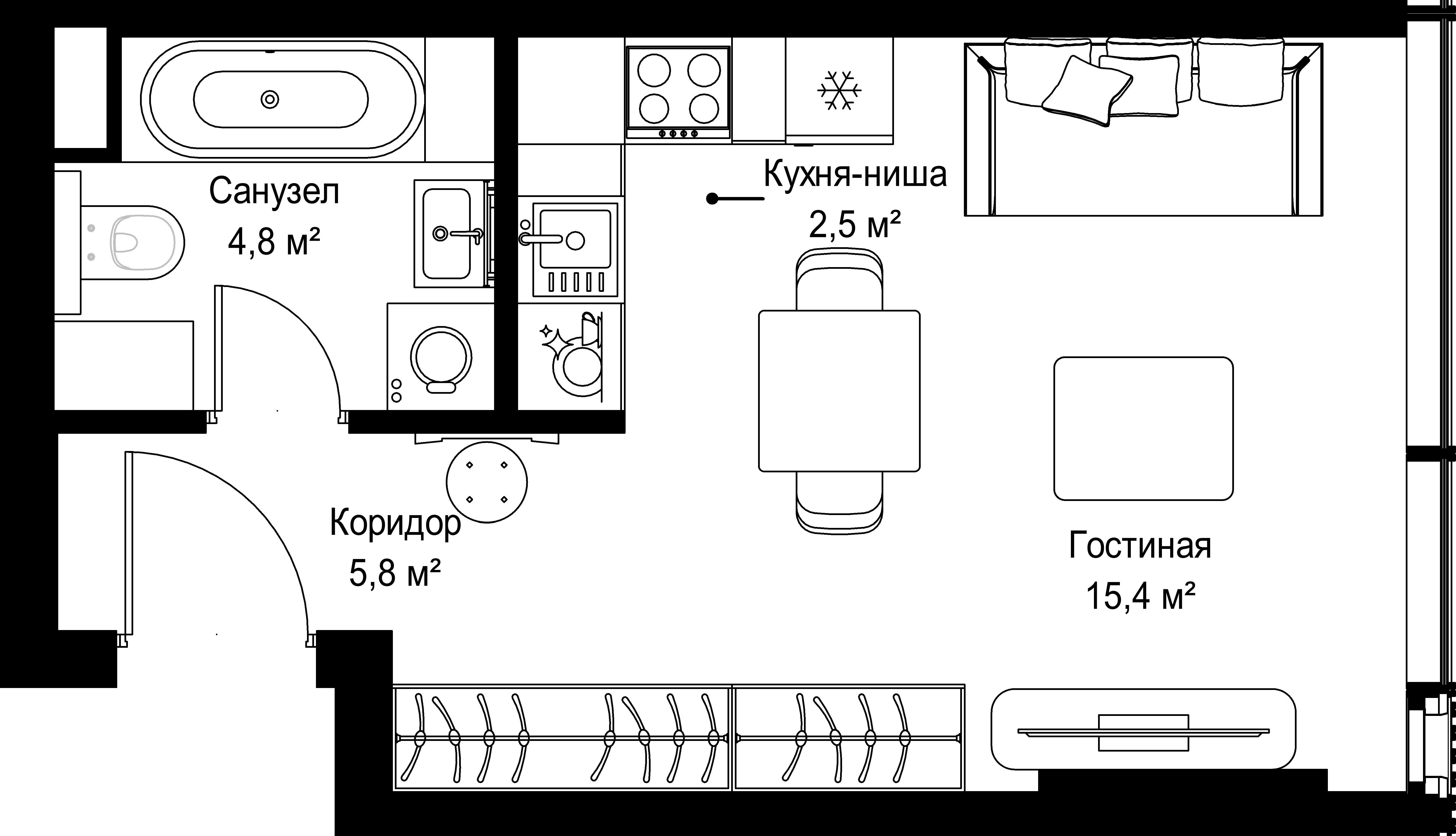 Студия 28 м2 в ЖК СЛАВА корпус null этаж 13