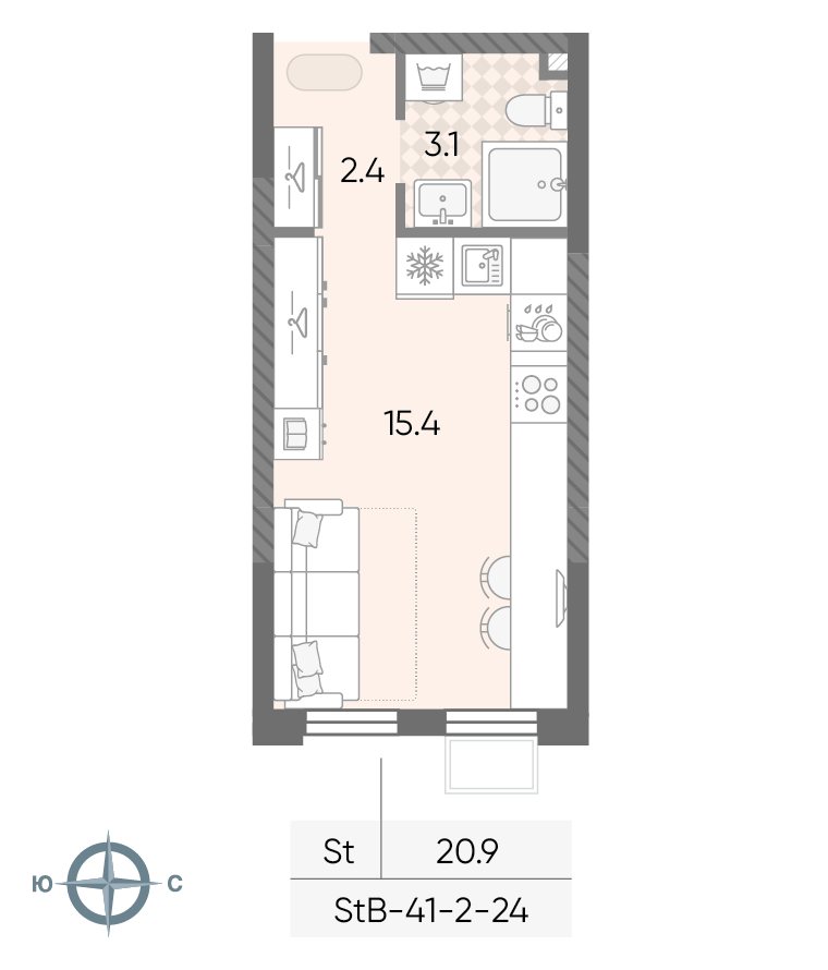 Студия 20 м2 в ЖК ЛУЧИ корпус null этаж 13