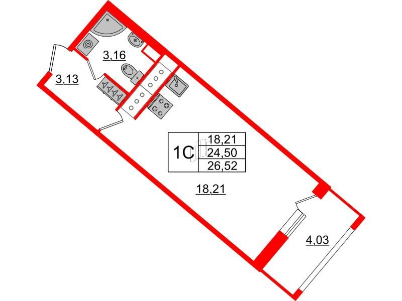 Студия 24 м2 в ЖК Пульс Премьер корпус null этаж 17