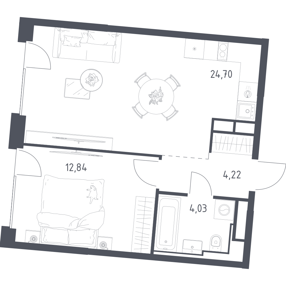 Студия 45 м2 в ЖК Квартал на воде корпус null этаж 2
