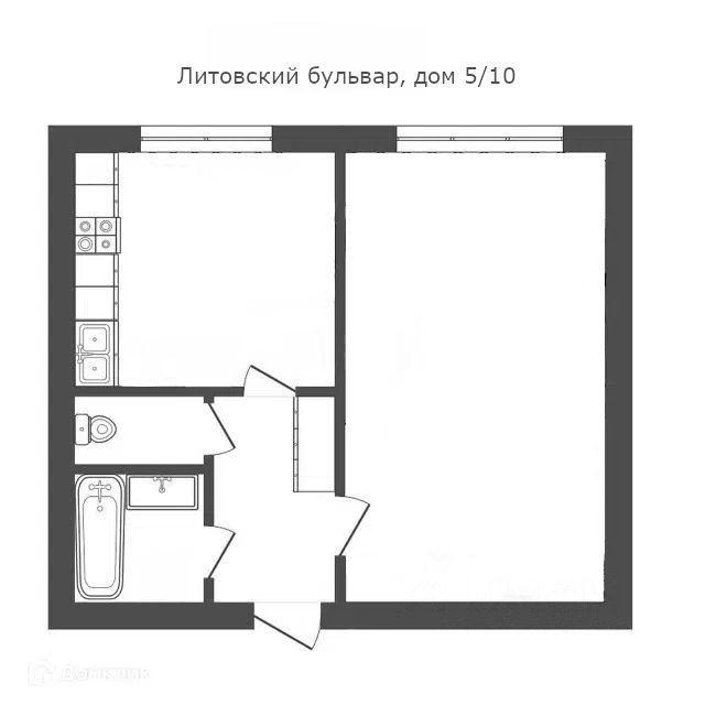 1-комнатная 38.3 м2 в ЖК undefined корпус null этаж 5