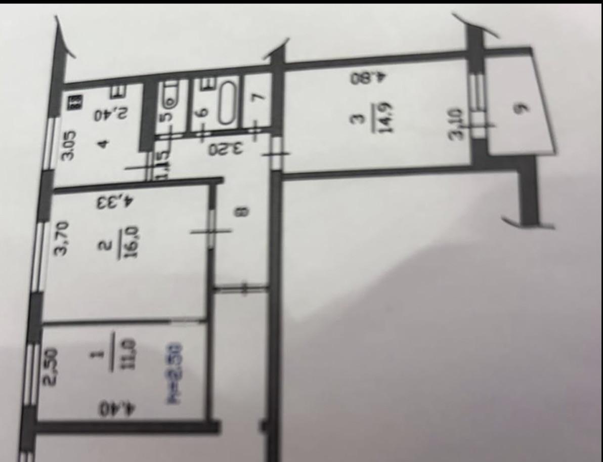 3-комнатная 62.7 м2 в ЖК undefined корпус null этаж 8