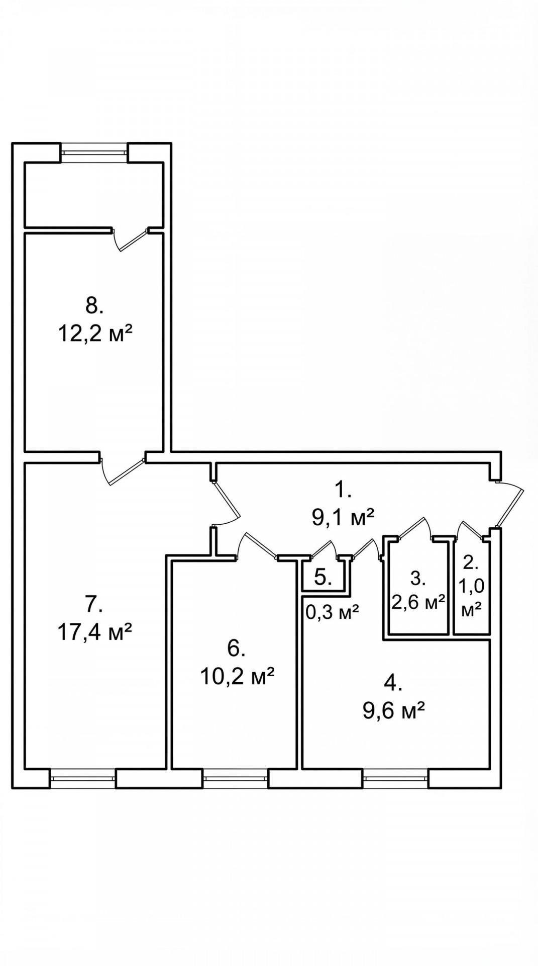 3-комнатная 62.3 м2 в ЖК undefined корпус null этаж 8