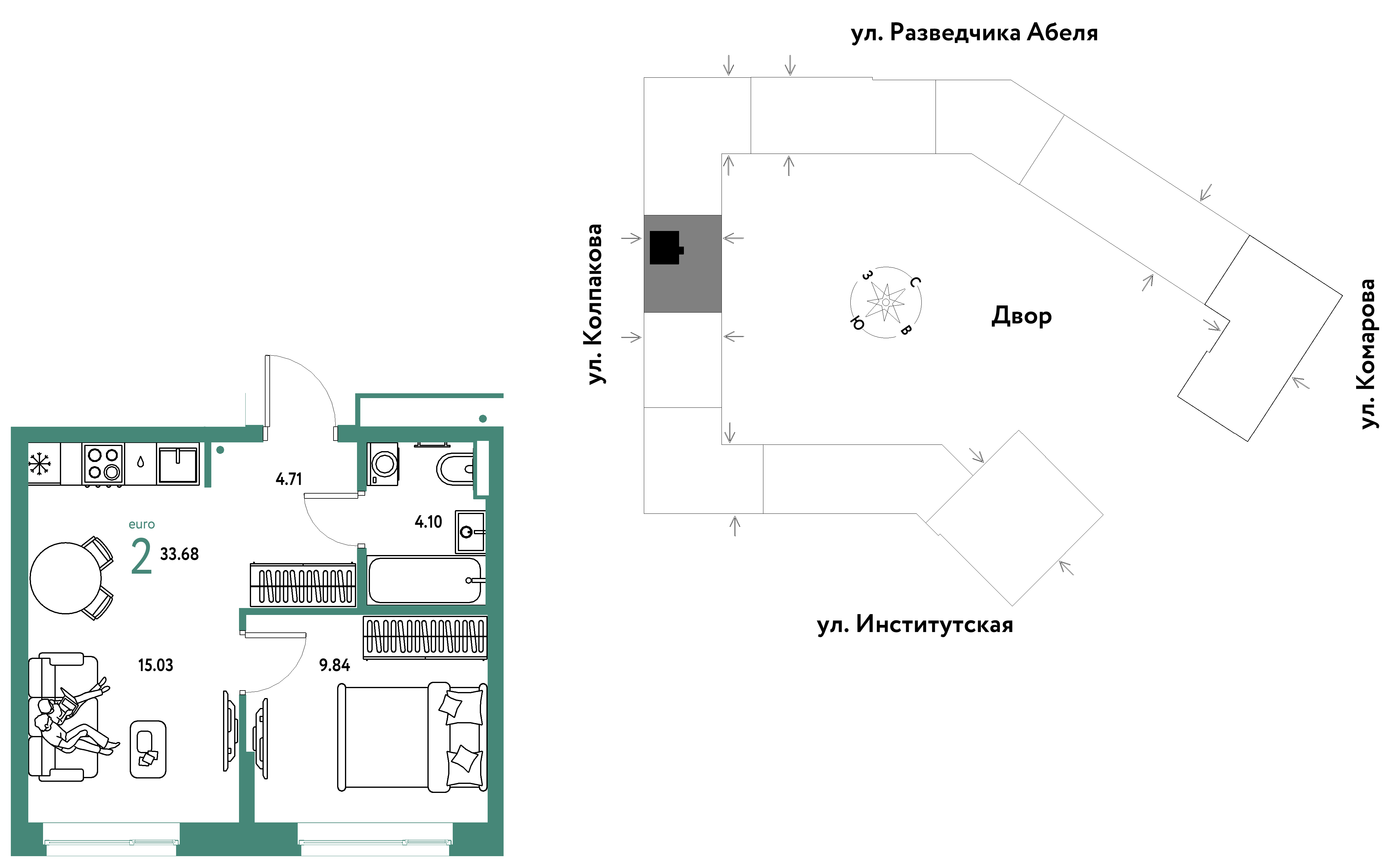 Студия 33 м2 в ЖК Страна.Парковая корпус null этаж 11