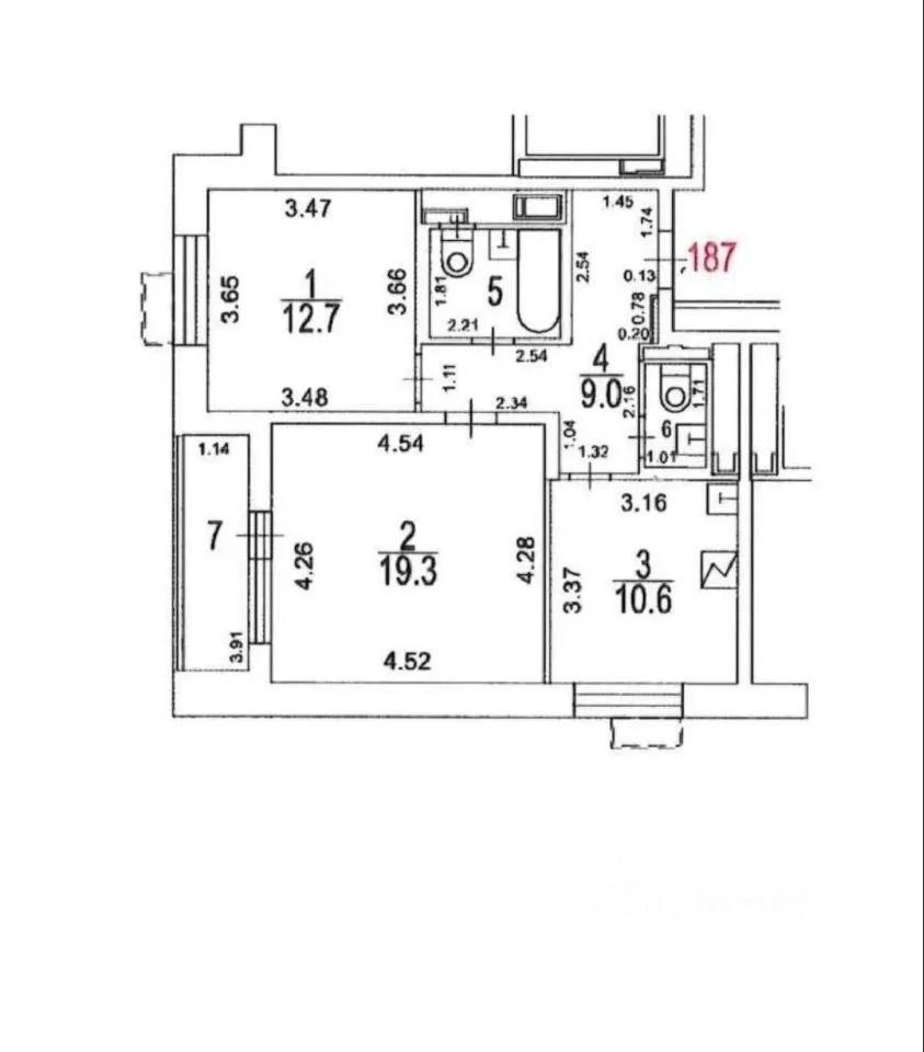 2-комнатная 57.3 м2 в ЖК undefined корпус null этаж 25