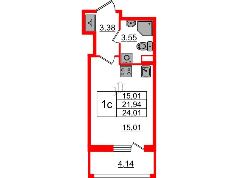 Студия 21 м2 в ЖК Бионика Заповедная корпус null этаж 1