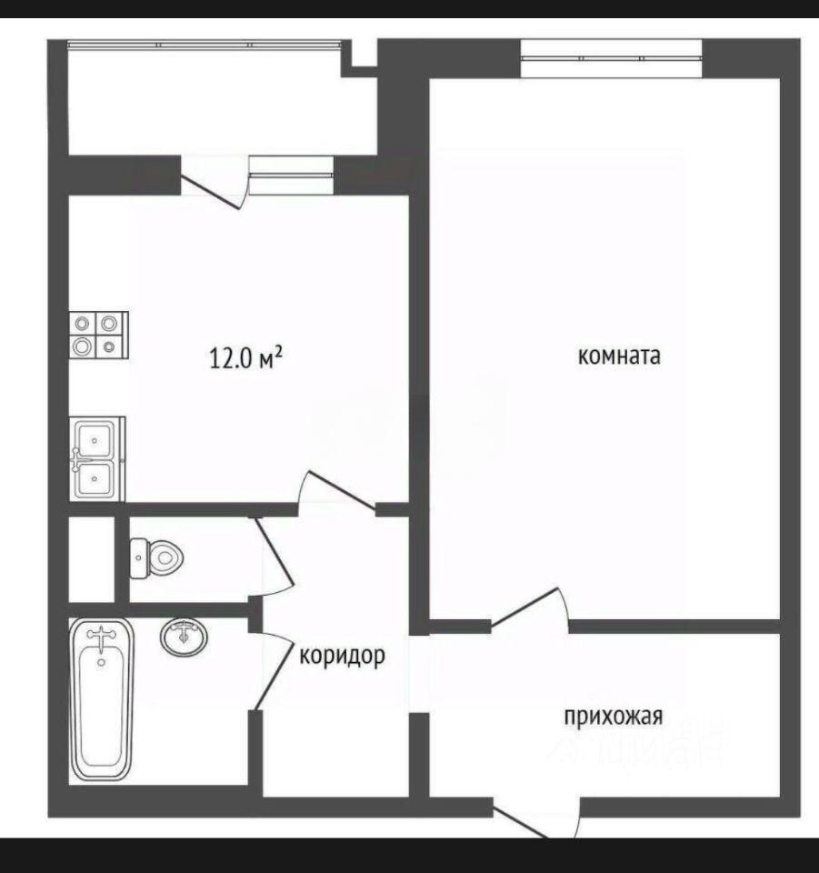 1-комнатная 42 м2 в ЖК undefined корпус null этаж 12