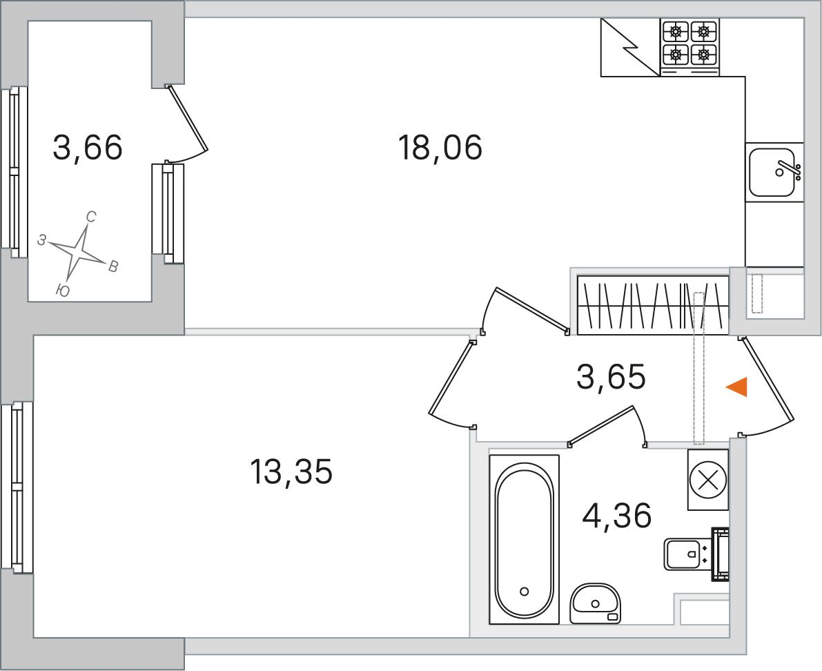 1-комнатная 41 м2 в ЖК Дубровский корпус null этаж 1