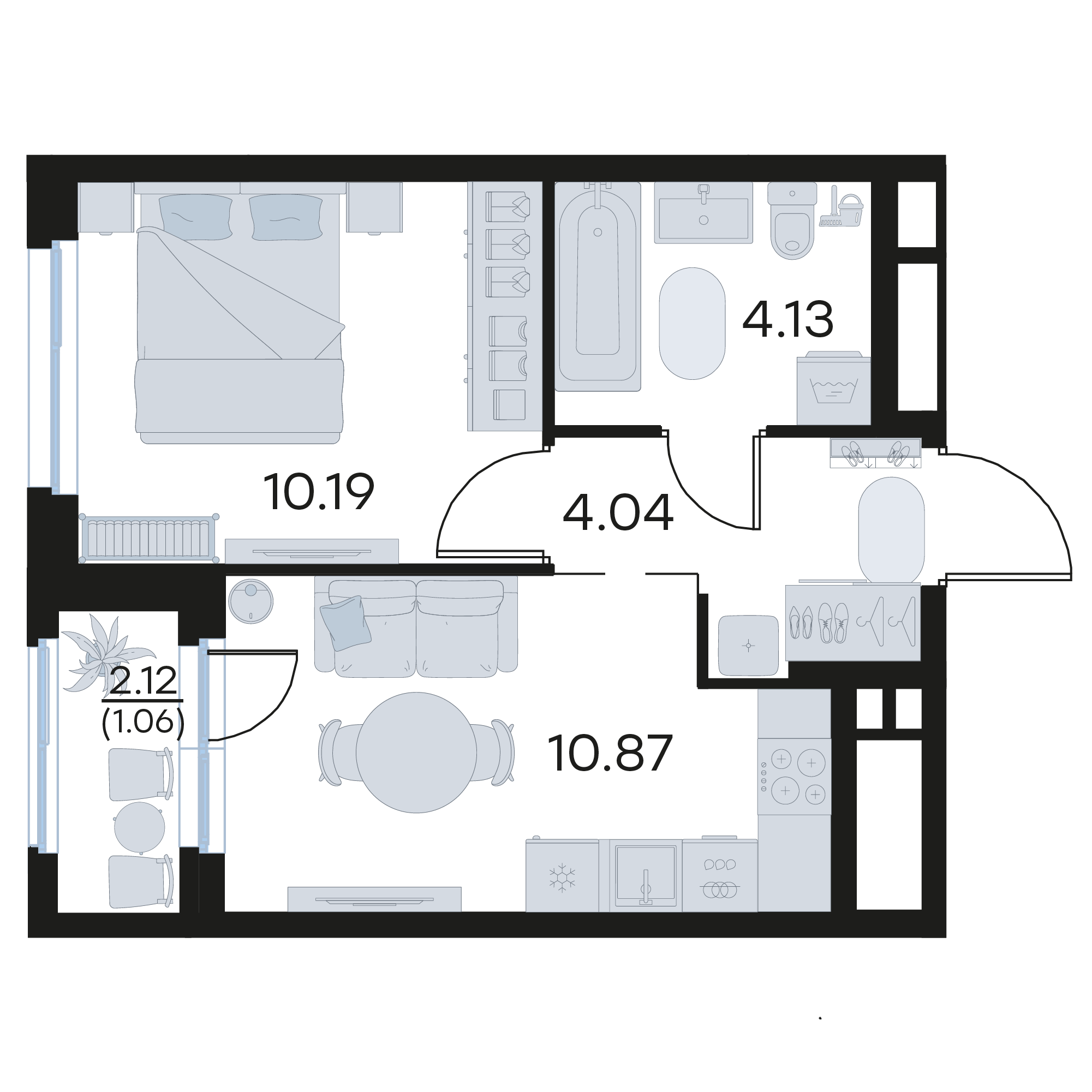 1-комнатная 30 м2 в ЖК Октябрьский корпус null этаж 12