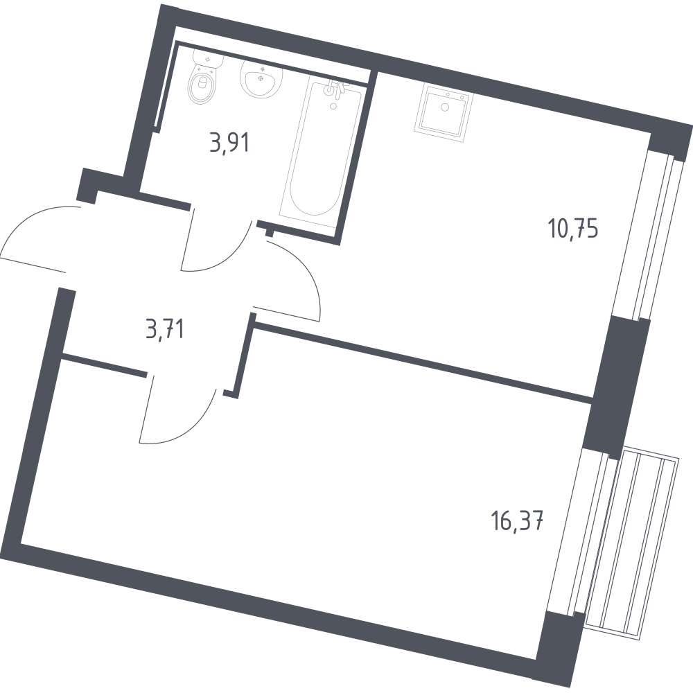 1-комнатная 34 м2 в ЖК Рублёвский Квартал корпус null этаж 3