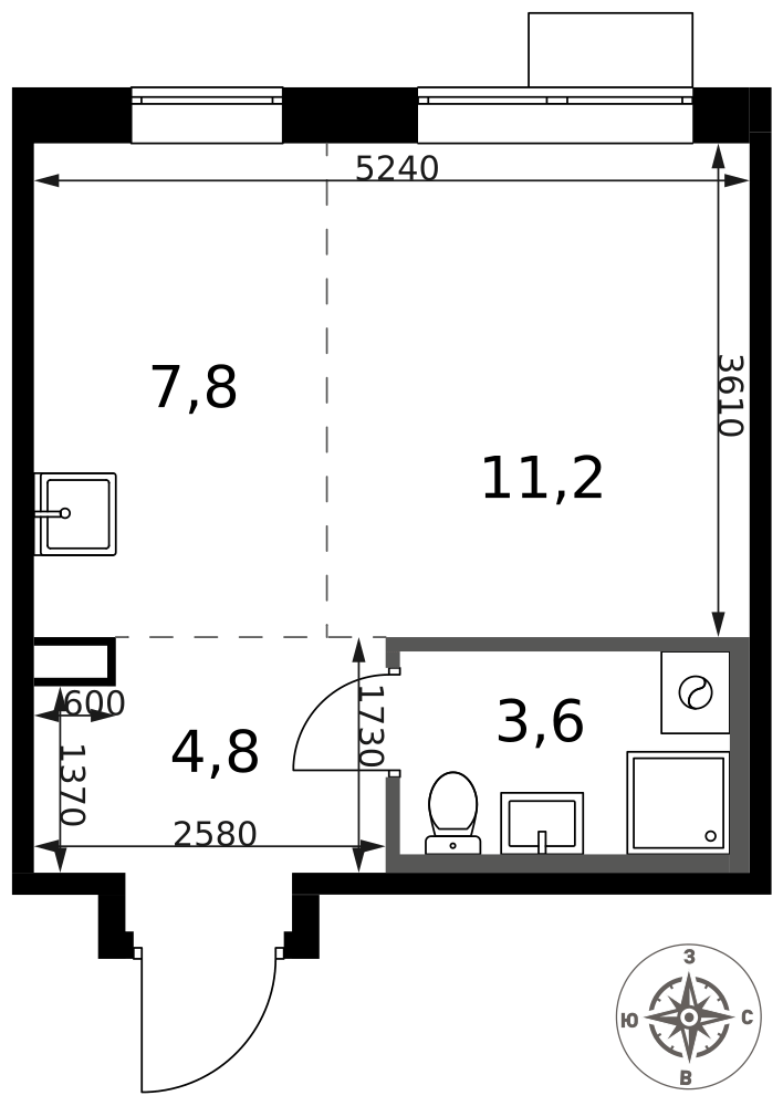 Студия 27 м2 в ЖК 1-й Саларьевский корпус null этаж 9