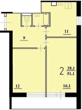 2-комнатная 51.1 м2 в ЖК undefined корпус null этаж 9