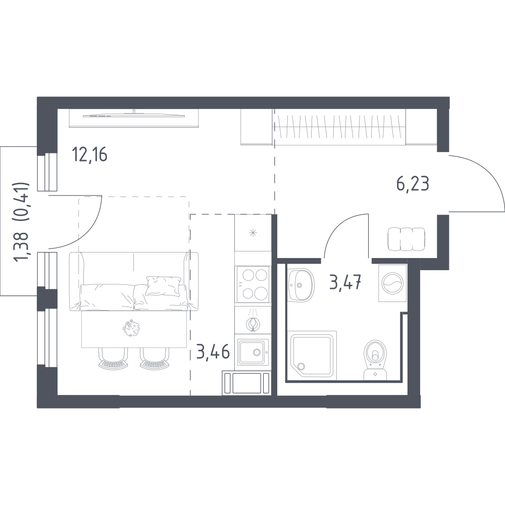 Студия 25 м2 в ЖК Новое Колпино корпус null этаж 6