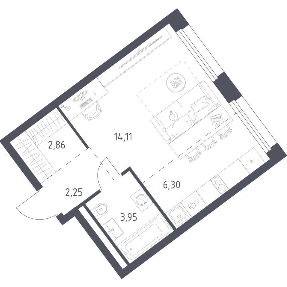1-комнатная 29 м2 в ЖК Литературный Квартал корпус null этаж 10