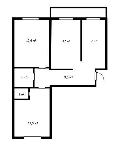 3-комнатная 65 м2 в ЖК undefined корпус null этаж 9