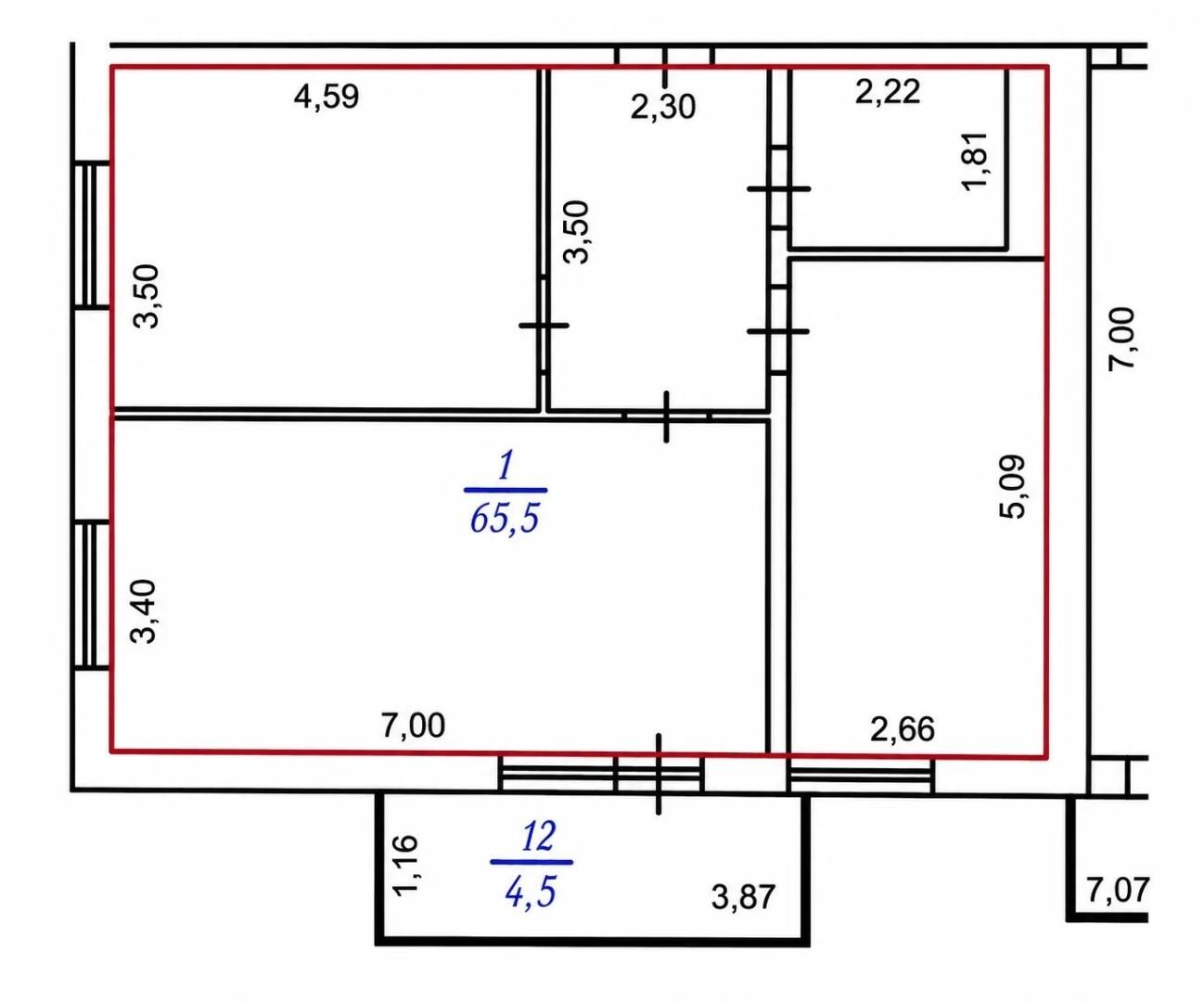 2-комнатная 65.5 м2 в ЖК undefined корпус null этаж 8