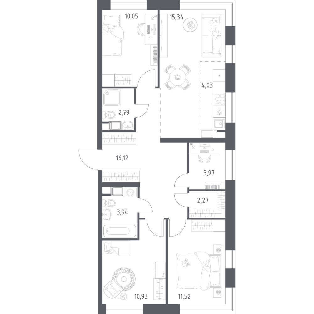 Студия 80 м2 в ЖК Цветочные поляны корпус null этаж 9