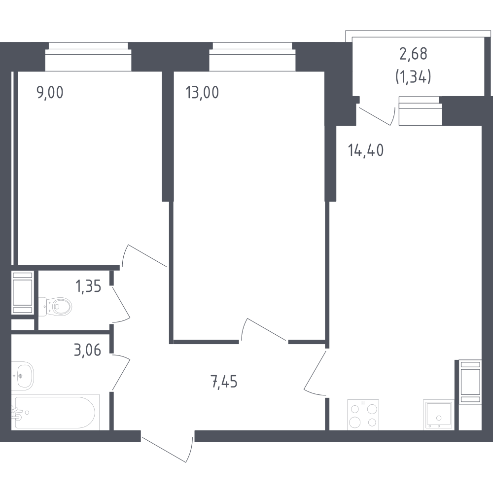 Студия 49 м2 в ЖК Живи! В Рыбацком корпус null этаж 3