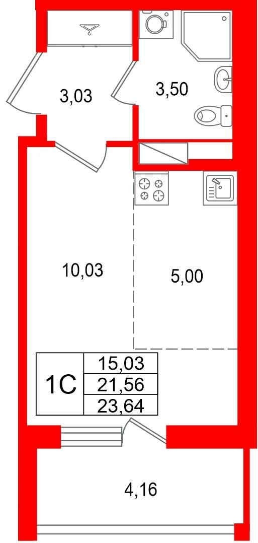 Студия 21 м2 в ЖК Астра Континенталь корпус null этаж 5